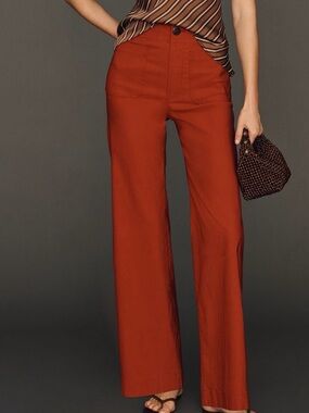 Anthropologie Maeve Collette Wide-Leg High-Rise Pants in Rhythmic Red